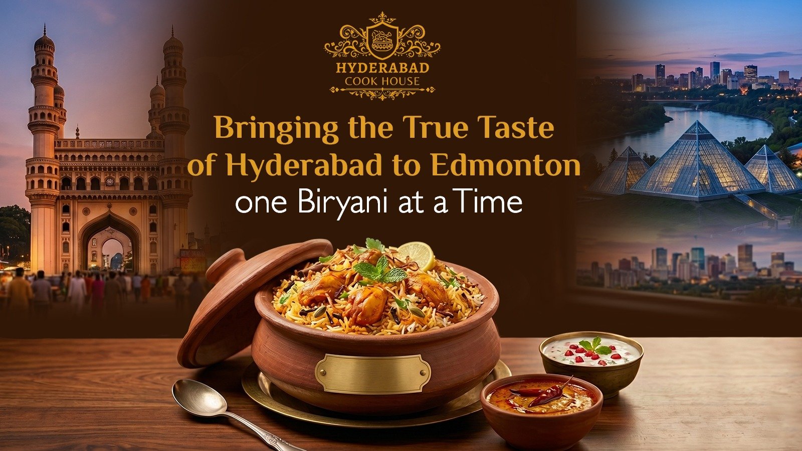 Authentic Hyderabadi biryani served in Edmonton with rich spices and traditional presentation